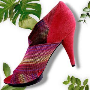 United Nude Red Elastic Striped Sandal, sz 6.5